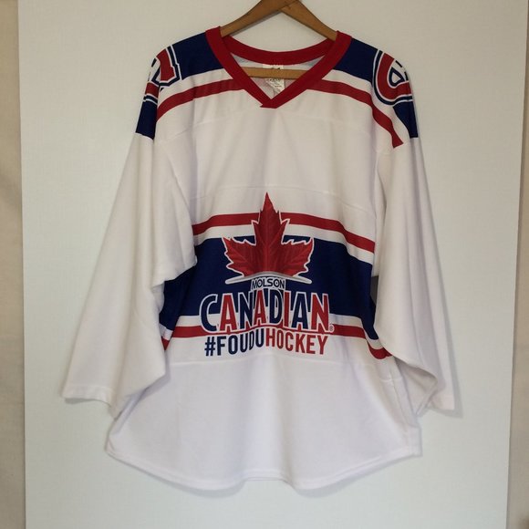 Molson Canadian Hockey Jersey Medium Montreal Canadiens Logo Red White Blue #10 - Picture 1 of 9